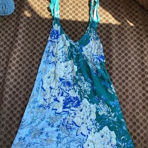 Free People Mini Dress with blue and green floral print